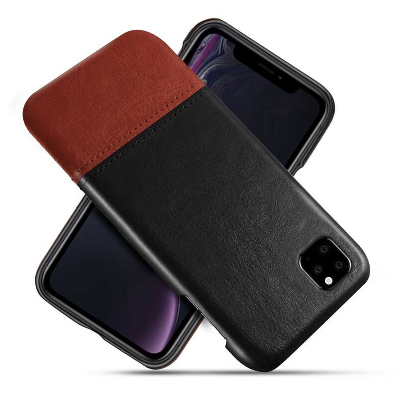 Capa Para iPhone 11 Pro Efeito De Couro De Dois Tons Ksq
