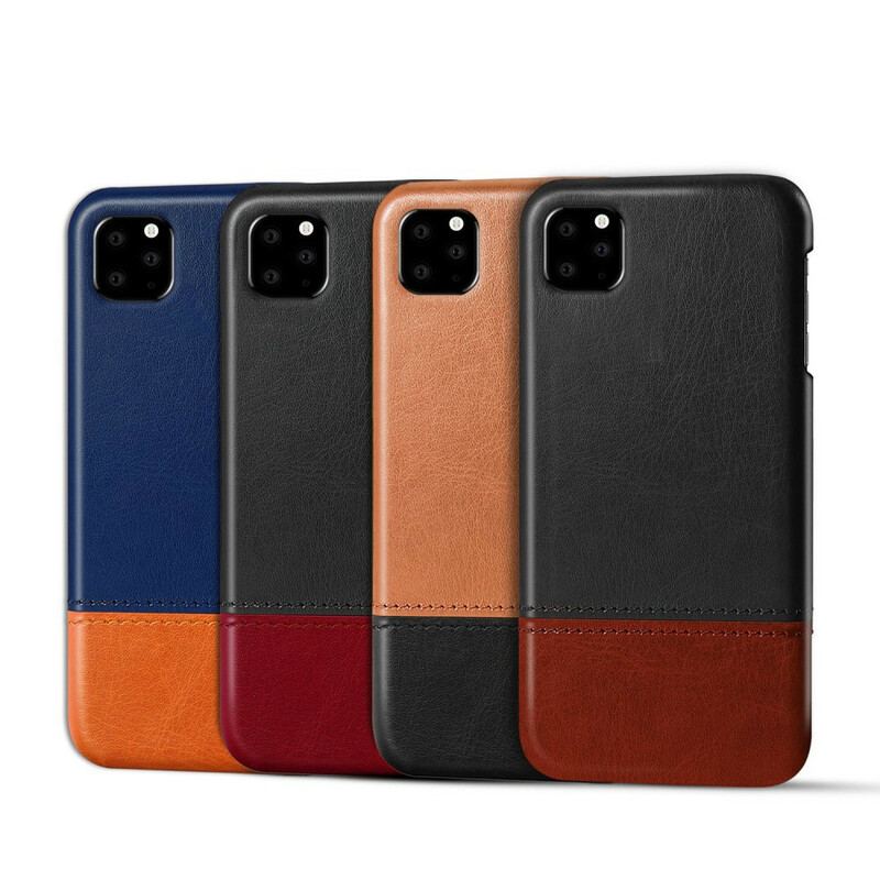 Capa Para iPhone 11 Pro Efeito De Couro De Dois Tons Ksq