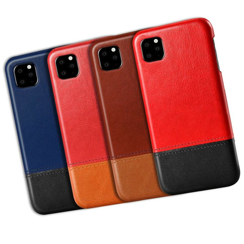 Capa Para iPhone 11 Pro Efeito De Couro De Dois Tons Ksq
