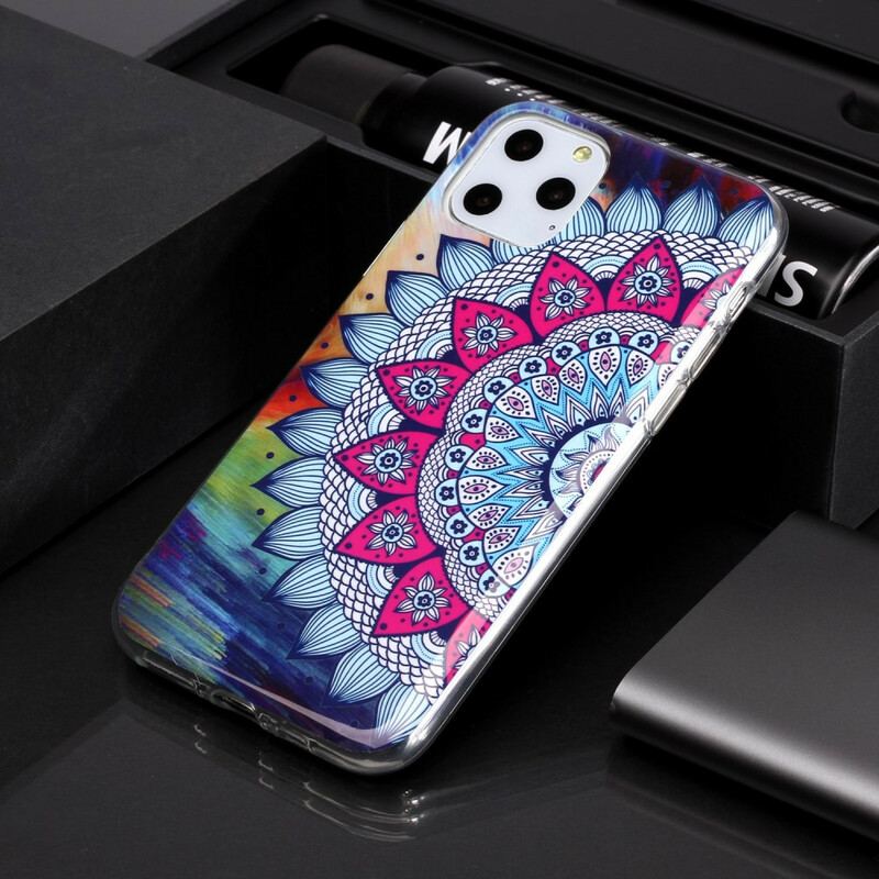 Capa Para iPhone 11 Pro Mandala Colorida Fluorescente