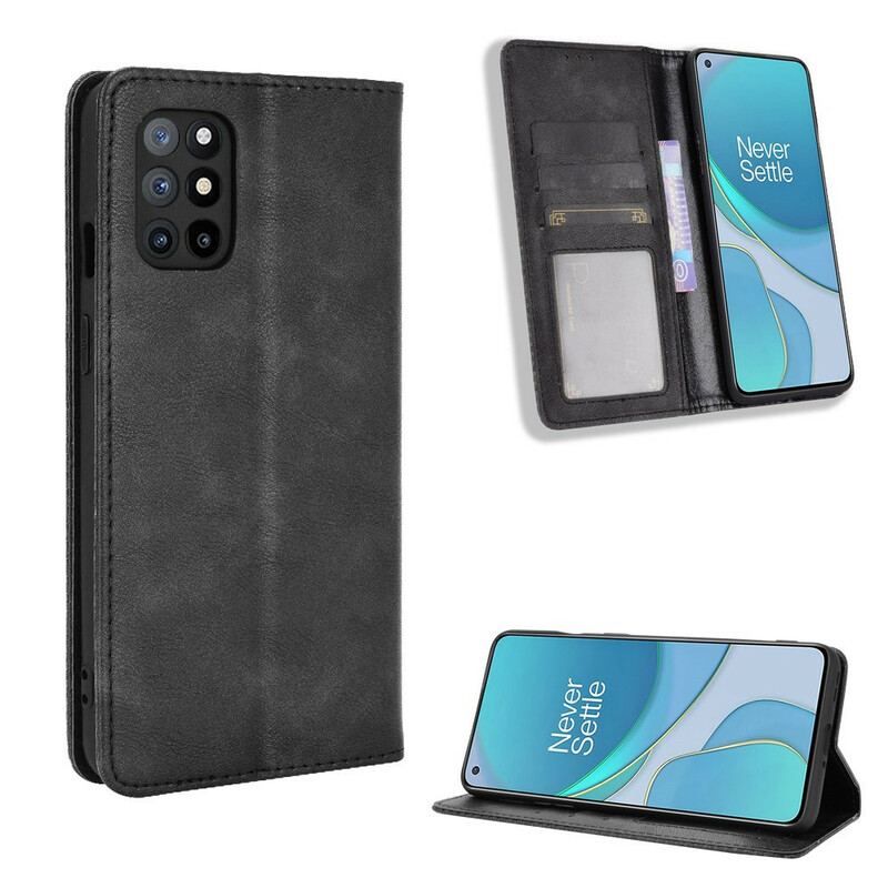 Capa De Celular Para OnePlus 8T Flip Efeito Couro Estilizado Vintage