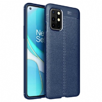 Capa De Celular Para OnePlus 8T Linha Dupla Efeito Couro Litchi