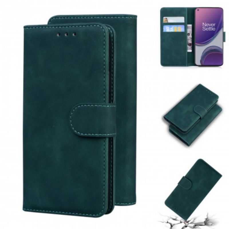 Capa De Couro Para OnePlus 8T Efeito Couro Monocromático