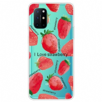 Capa Para OnePlus 8T Morango / Eu Amo Morango