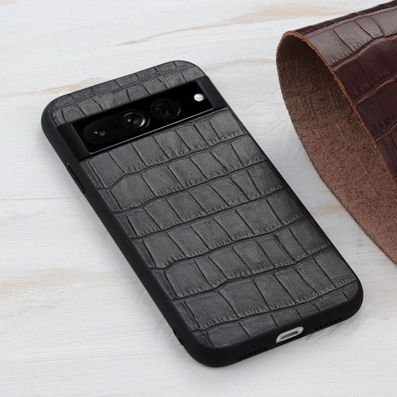 Capa De Celular Para Google Pixel 7 Pro Couro Genuíno Estilo Crocodilo