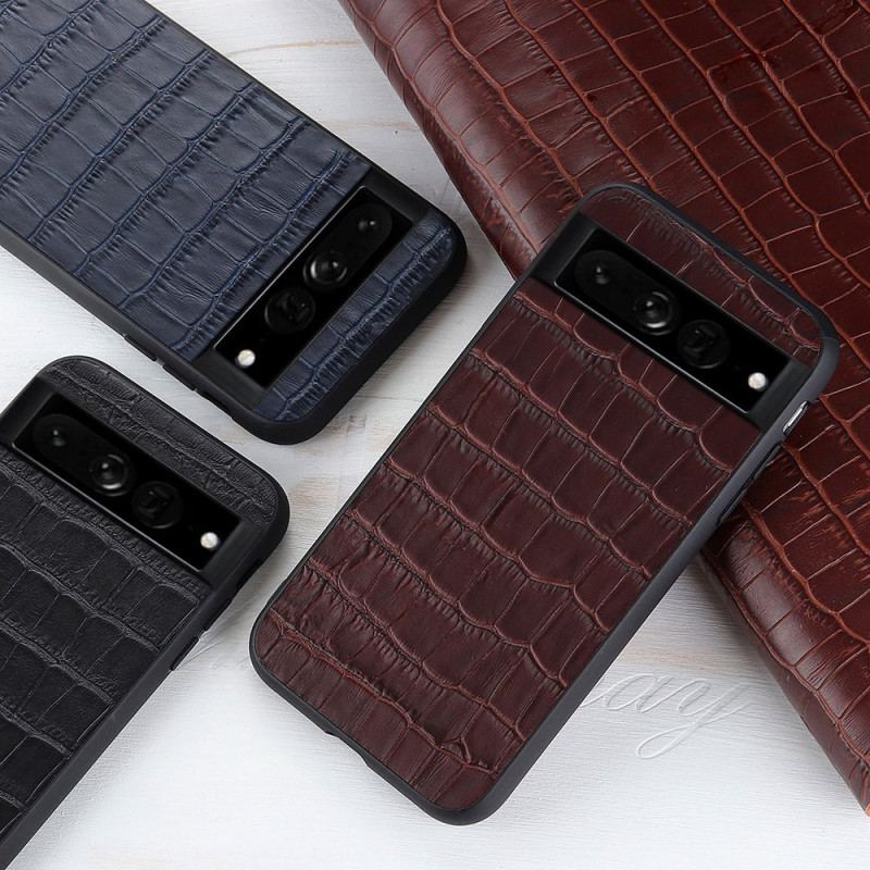 Capa De Celular Para Google Pixel 7 Pro Couro Genuíno Estilo Crocodilo