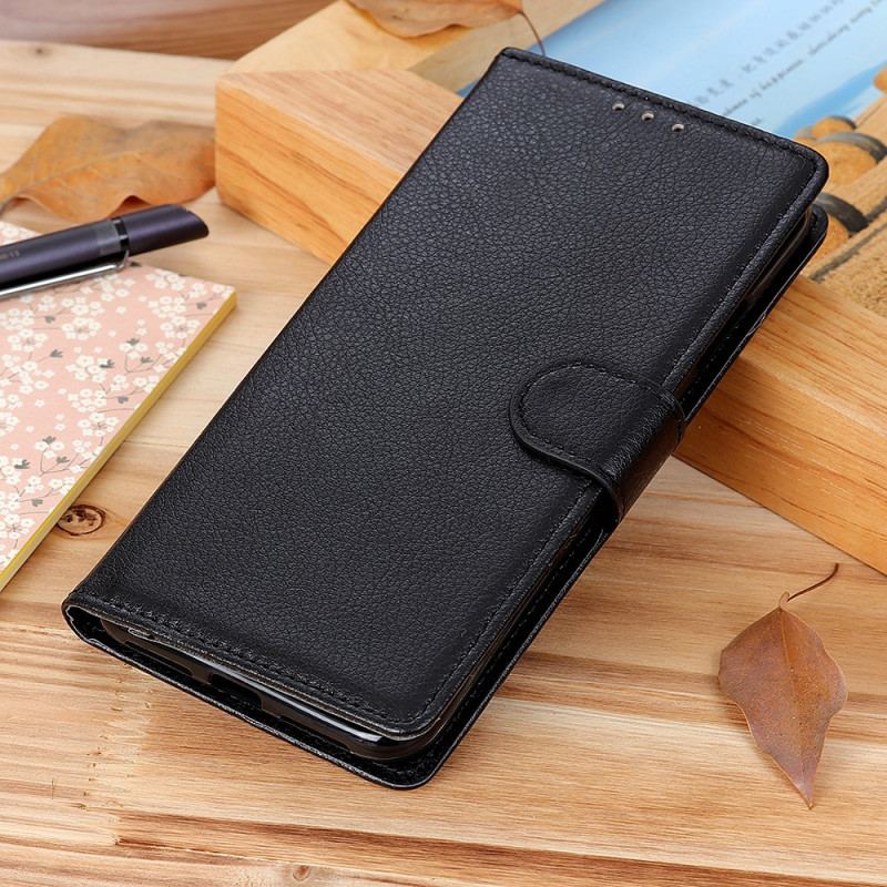Capa De Couro Para Google Pixel 7 Pro Couro Sintético De Lichia Tradicional