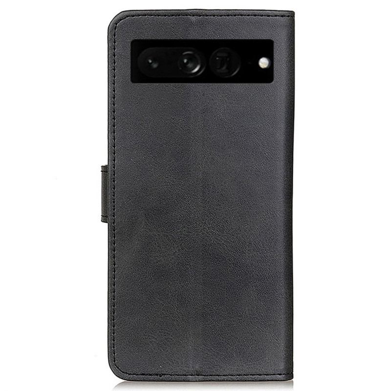 Capa Flip Para Google Pixel 7 Pro Couro Sintético Fosco