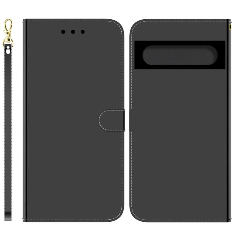 Capa Flip Para Google Pixel 7 Pro Capa De Espelho De Couro Sintético