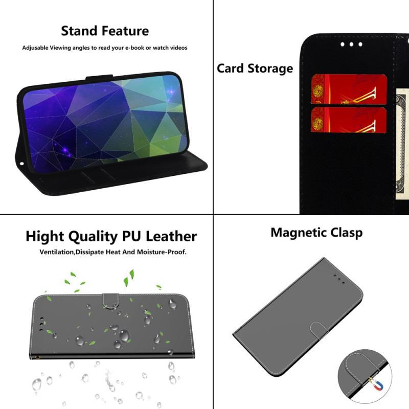 Capa Flip Para Google Pixel 7 Pro Capa De Espelho De Couro Sintético