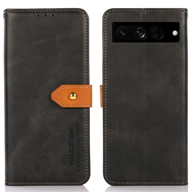Capa Flip Para Google Pixel 7 Pro Fecho Dourado Bicolor Khazneh
