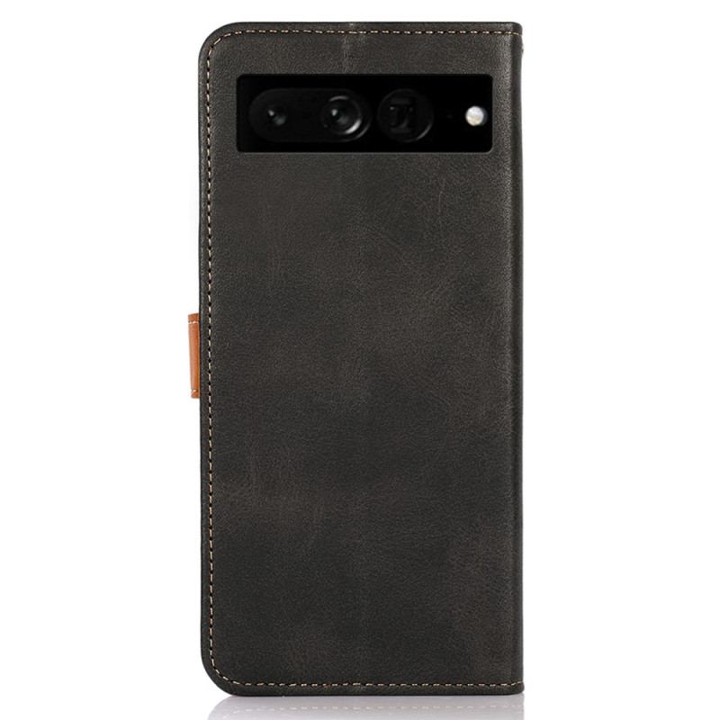 Capa Flip Para Google Pixel 7 Pro Fecho Dourado Bicolor Khazneh