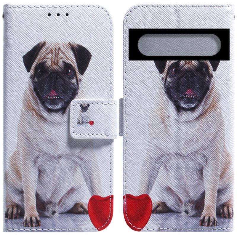 Capa Folio Para Google Pixel 7 Pro Cachorro Pug