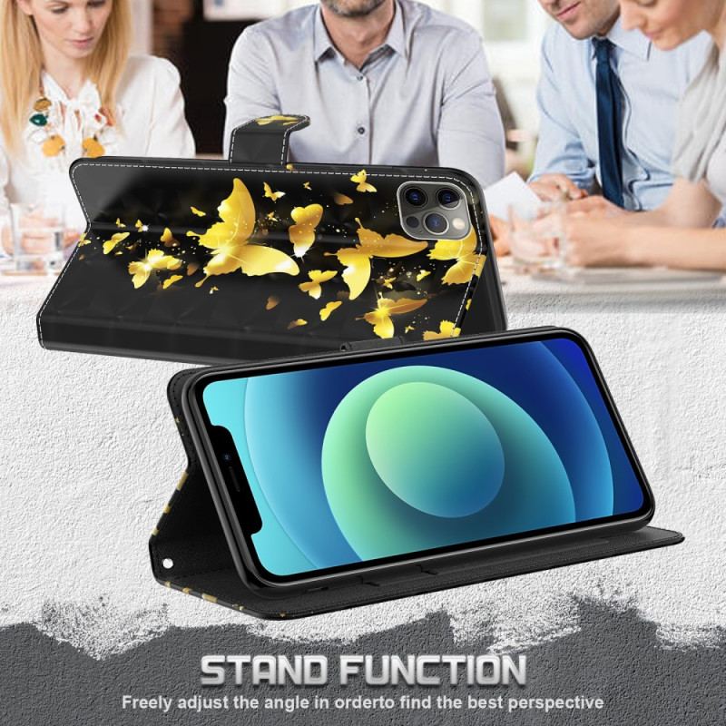 Capa Folio Para Google Pixel 7 Pro De Cordão Tanga Borboletas