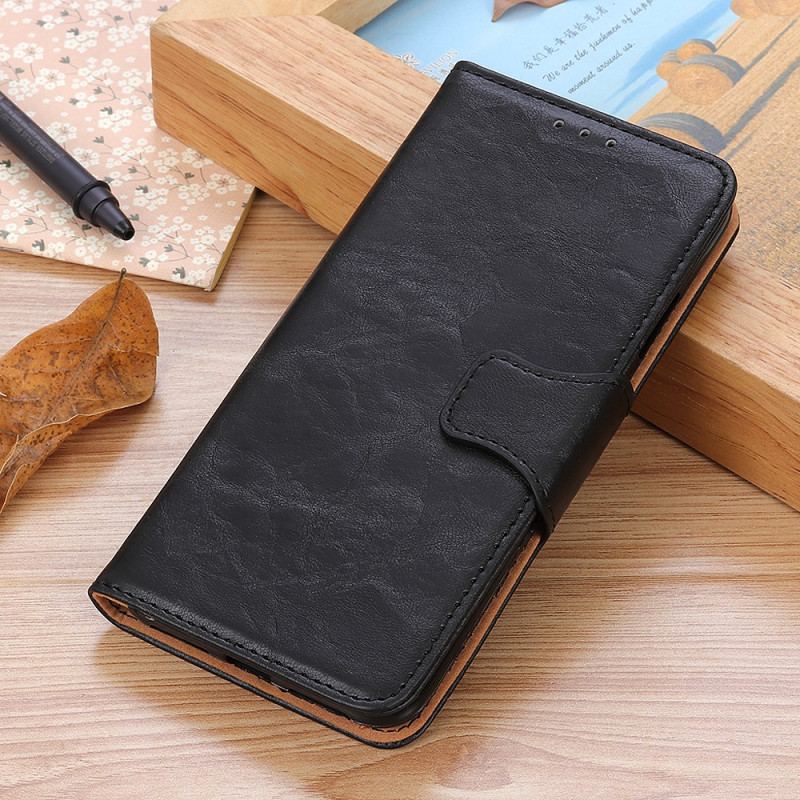 Capa Folio Para Google Pixel 7 Pro Fecho Reversível De Couro Rachado