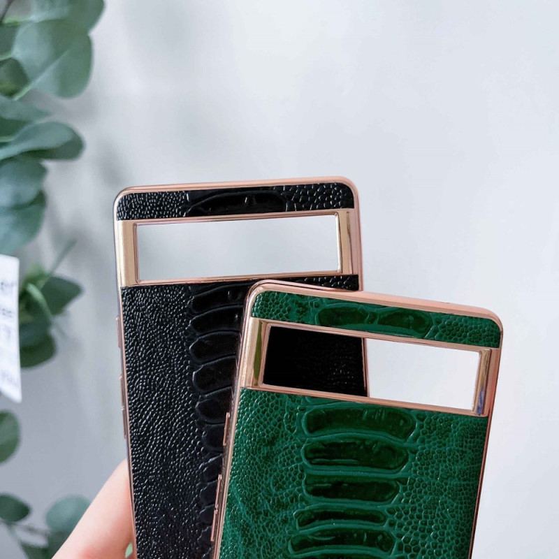 Capa Para Google Pixel 7 Pro Estilo Avestruz De Couro Genuíno