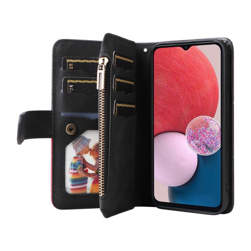Capa De Couro Para Samsung Galaxy A13 Bicolor Com Porta Moedas