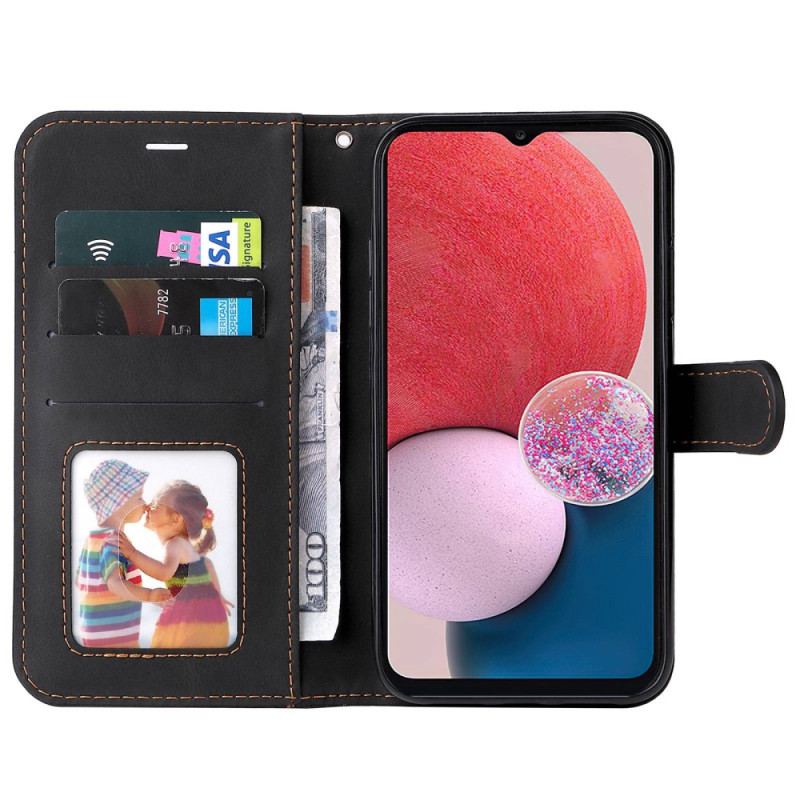 Capa Em Pele Para Samsung Galaxy A13 Dois Tons Com Alça