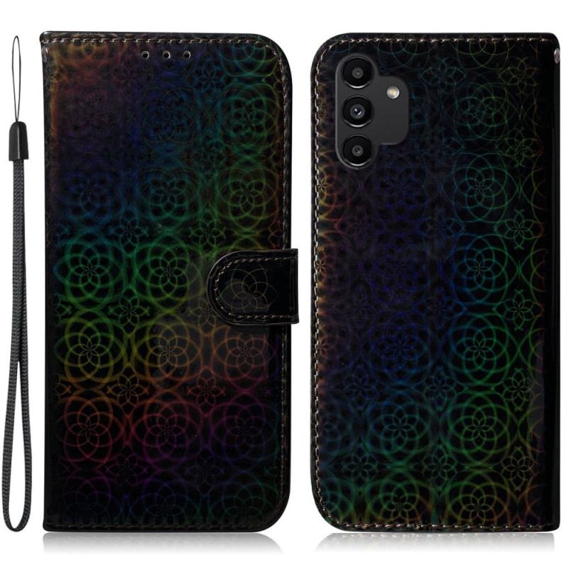 Capa Flip Para Samsung Galaxy A13 De Cordão Flores Psicodélicas Com Tiras