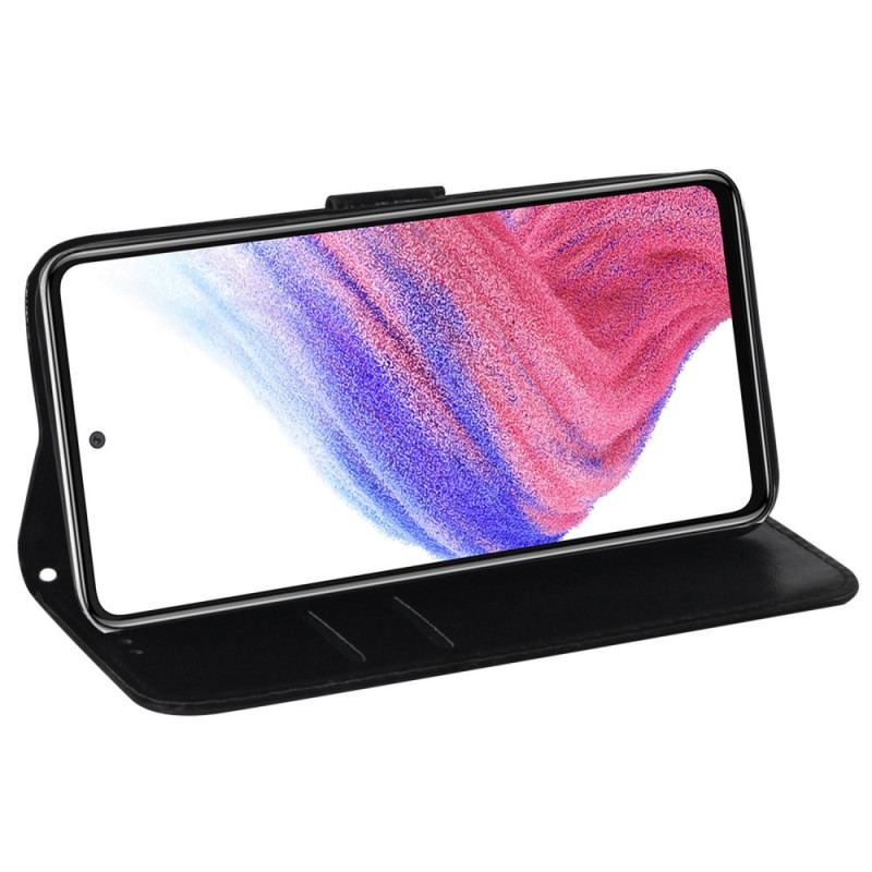 Capa Flip Para Samsung Galaxy A13 De Cordão Flores Psicodélicas Com Tiras