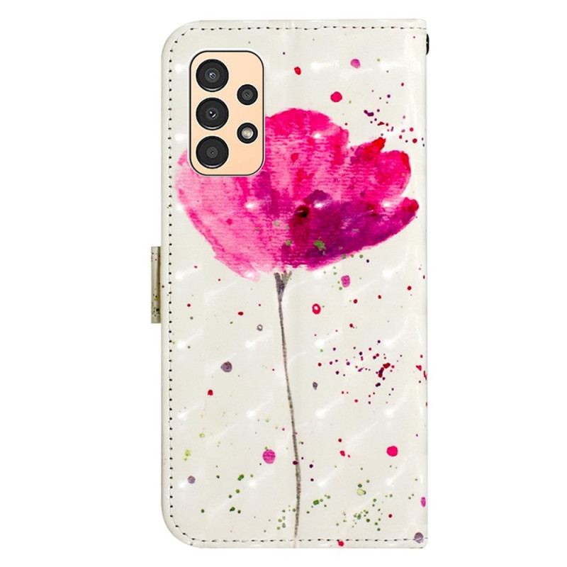 Capa Capa Folio Para Samsung Galaxy A13 De Cordão Strap Poppy