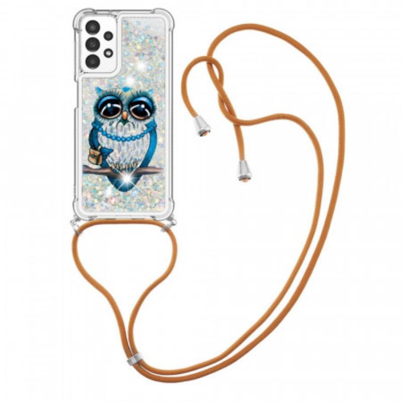 Capa Para Samsung Galaxy A13 De celular Cordão De Lantejoulas Miss Owl