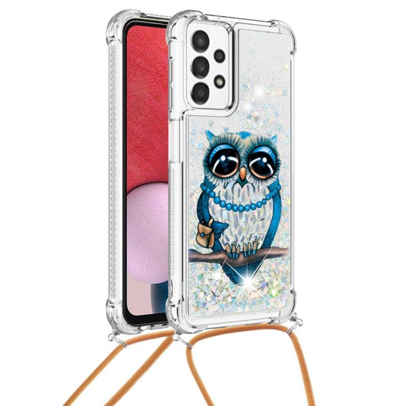 Capa Para Samsung Galaxy A13 De celular Cordão De Lantejoulas Miss Owl