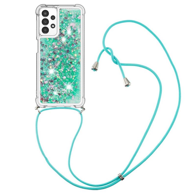 Capa Para Samsung Galaxy A13 De celular Desenho De Lantejoulas Com Cordão