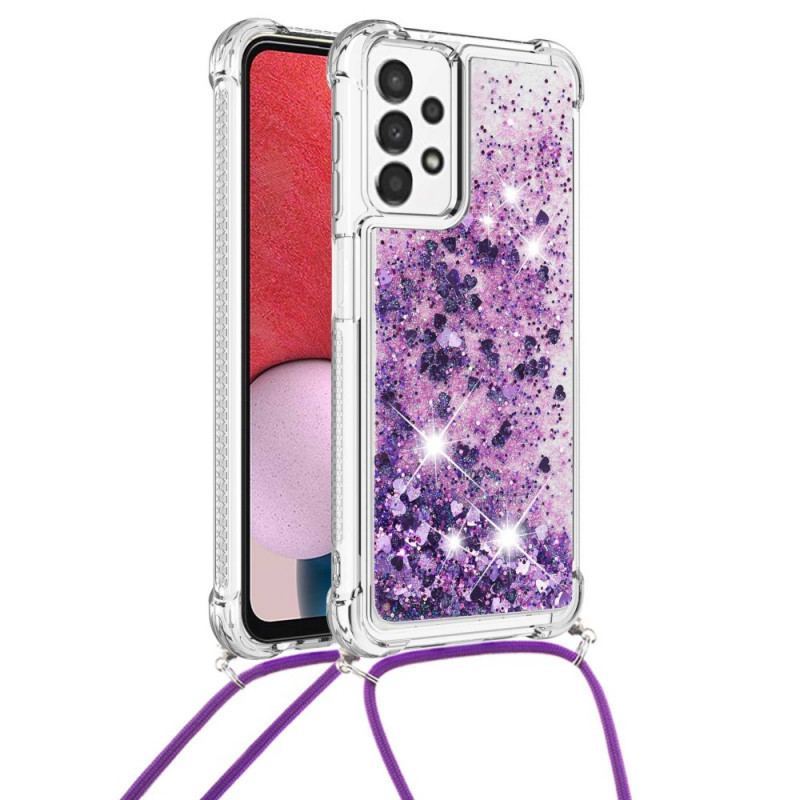 Capa Para Samsung Galaxy A13 De celular Desenho De Lantejoulas Com Cordão