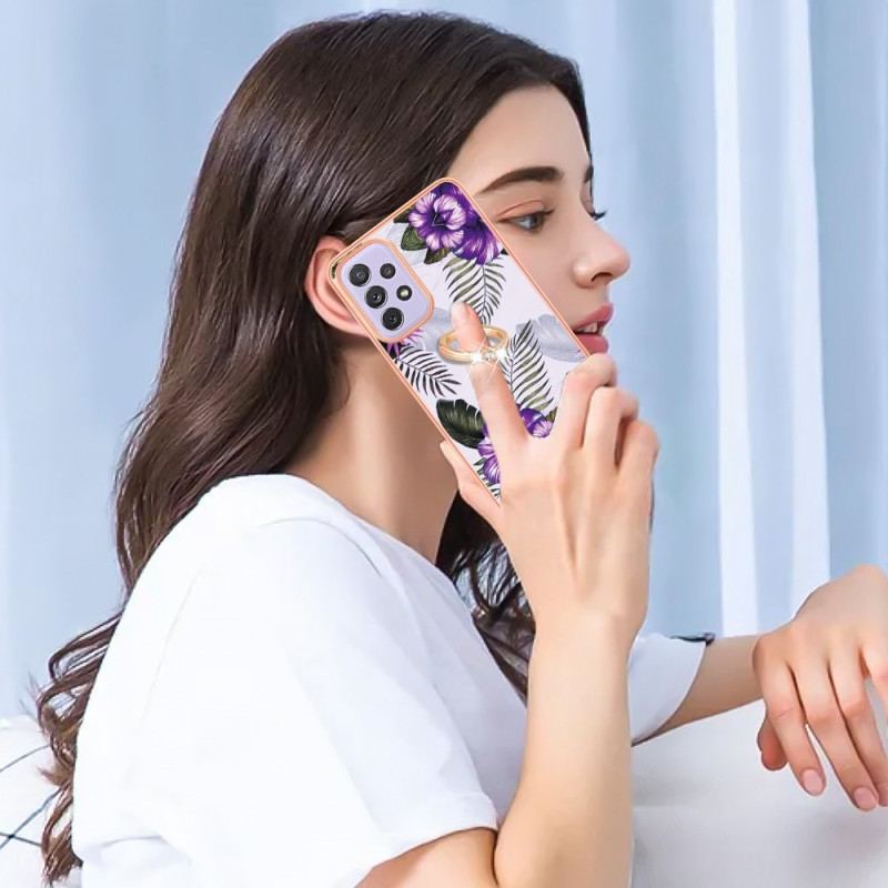 Capa Para Samsung Galaxy A13 Flores De Suporte De Anel
