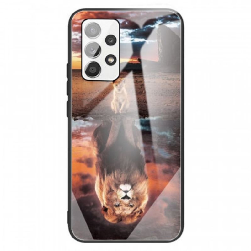 Capa Para Samsung Galaxy A13 Vidro Temperado Do Sonho Do Filhote De Leão