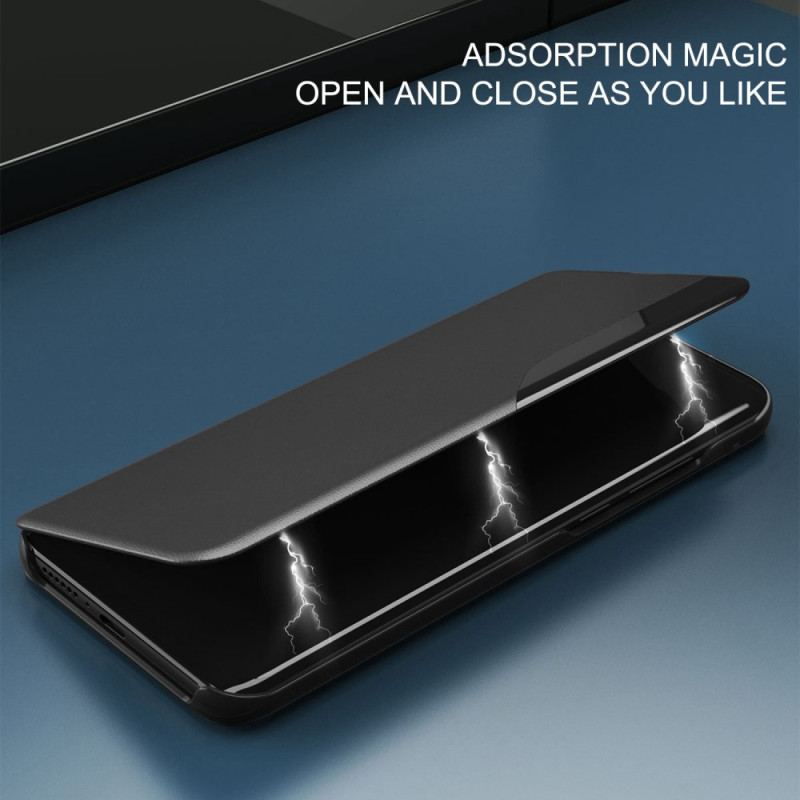 Capa De Celular Para Poco X4 GT Flip Couro Falso E Janela Transparente