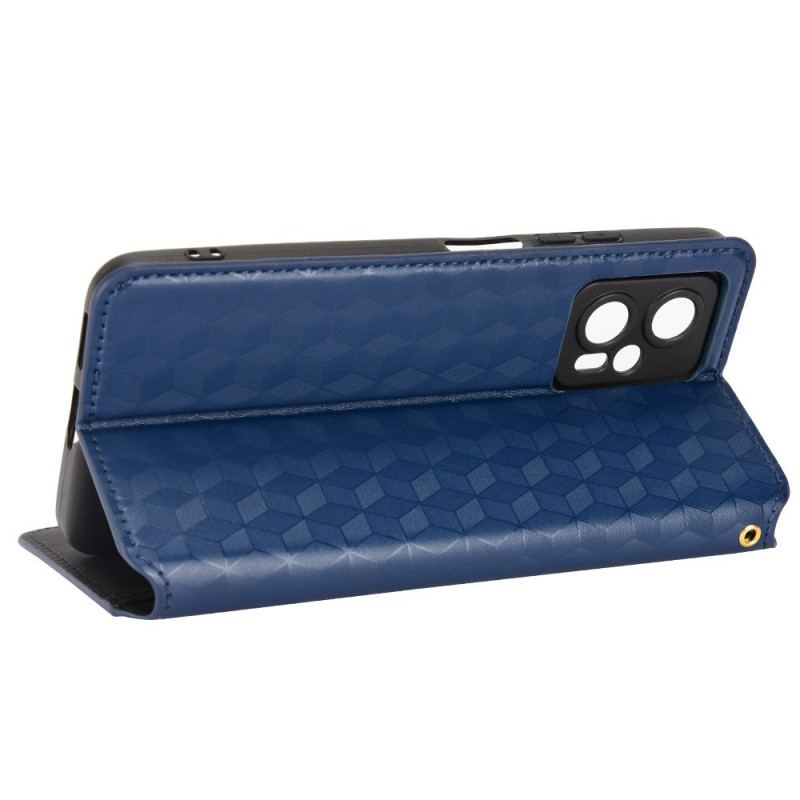 Capa De Celular Para Poco X4 GT Flip Efeito Couro Cubo 3d