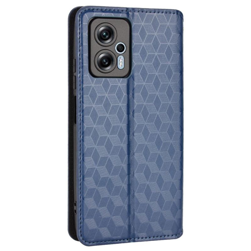 Capa De Celular Para Poco X4 GT Flip Efeito Couro Cubo 3d