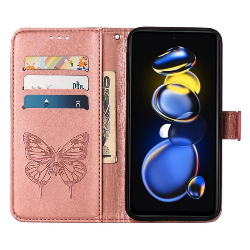 Capa De Couro Para Poco X4 GT De Cordão Borboleta Estilo Strappy