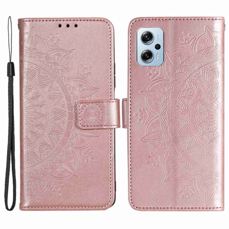 Capa Em Pele Para Poco X4 GT Padrão De Mandala Grande Com Cordão