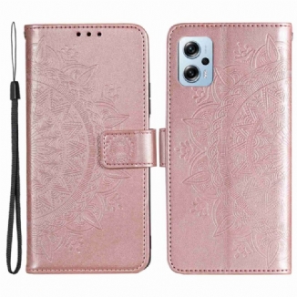 Capa Em Pele Para Poco X4 GT Padrão De Mandala Grande Com Cordão