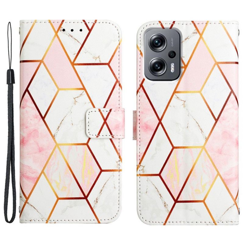 Capa Flip Para Poco X4 GT De Cordão Tira De Mármore