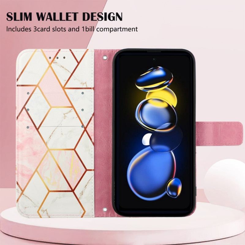 Capa Flip Para Poco X4 GT De Cordão Tira De Mármore