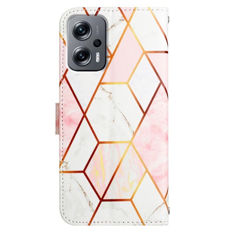 Capa Flip Para Poco X4 GT De Cordão Tira De Mármore