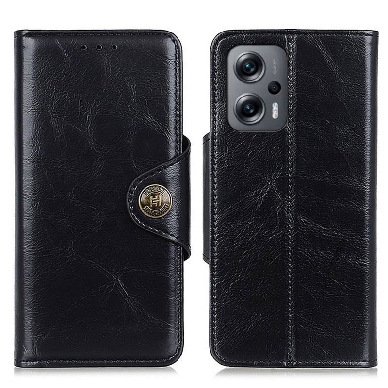 Capa Flip Para Poco X4 GT Couro Envernizado Sintético Com Botão Magnético