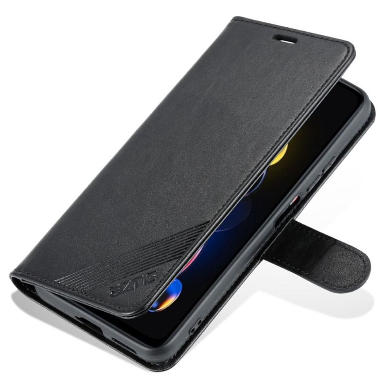 Capa Flip Para Poco X4 GT Couro Estilo Azns