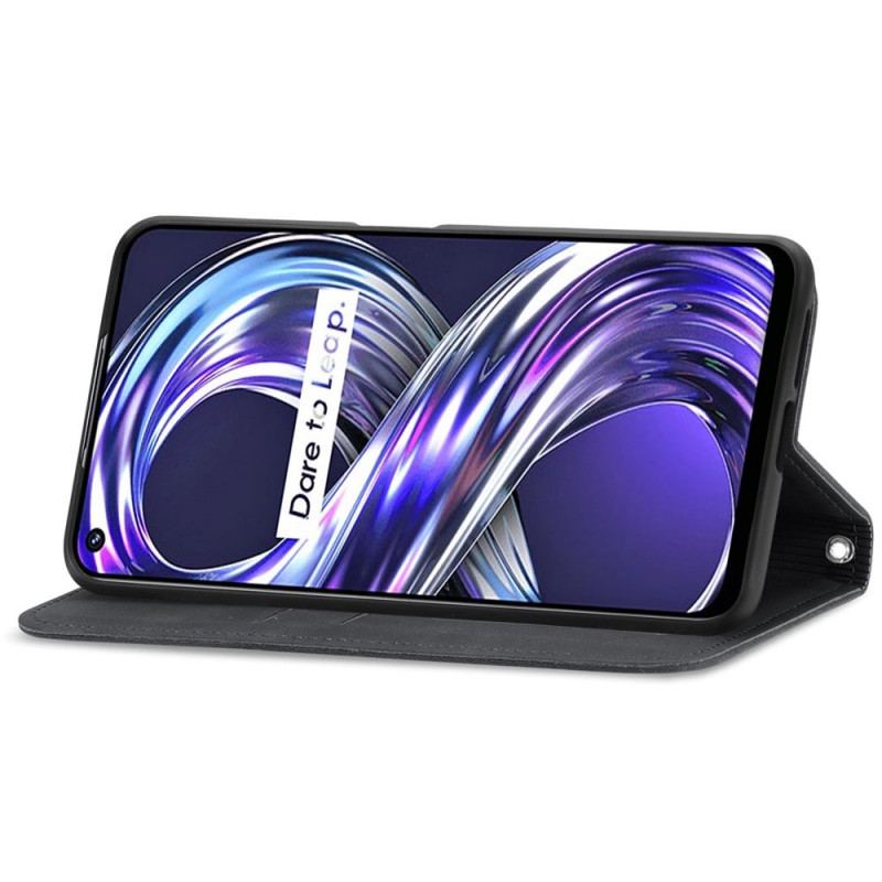 Capa De Celular Para Realme 8i Flip Design De Toque De Pele