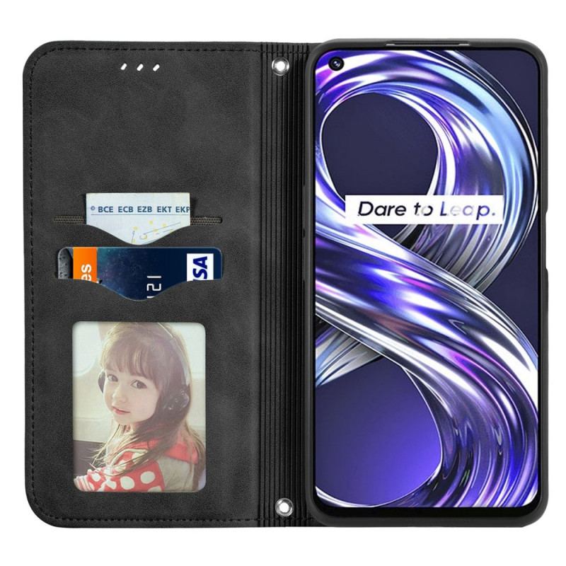Capa De Celular Para Realme 8i Flip Design De Toque De Pele