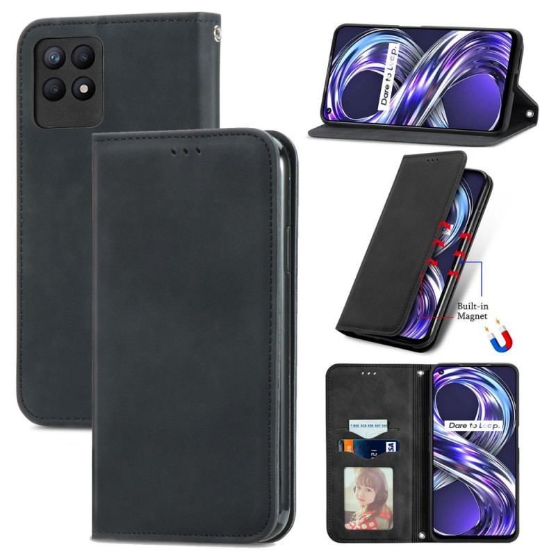 Capa De Celular Para Realme 8i Flip Design De Toque De Pele