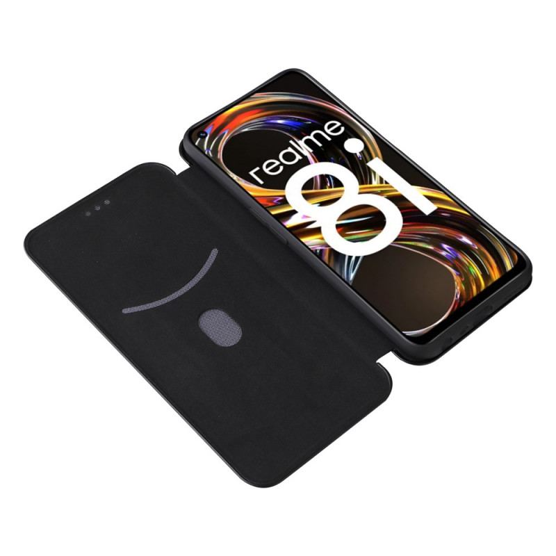 Capa De Celular Para Realme 8i Flip Fibra De Carbono