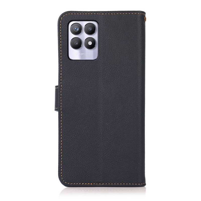 Capa De Couro Para Realme 8i Khazneh Rfid Couro Genuíno