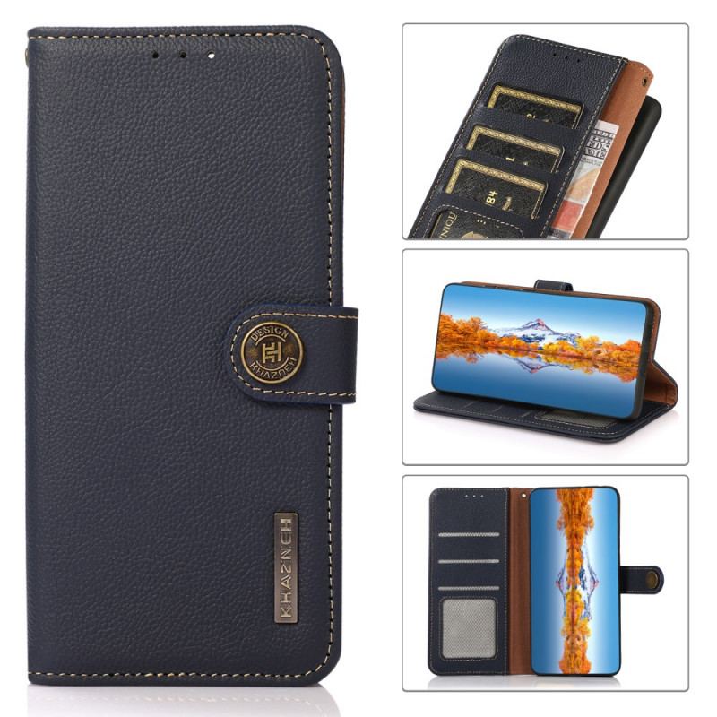 Capa De Couro Para Realme 8i Khazneh Rfid Couro Genuíno