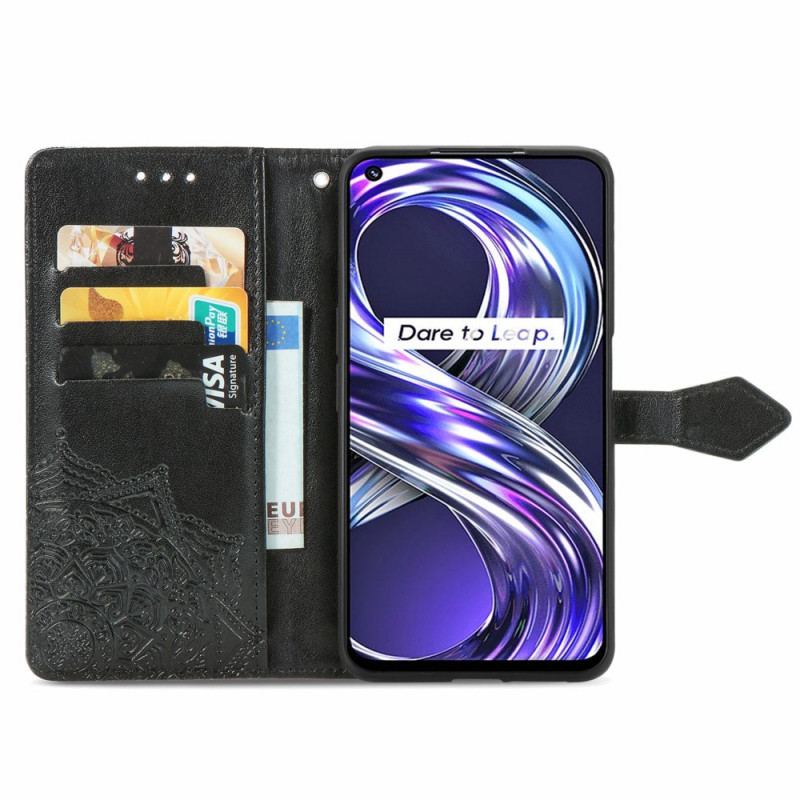 Capa De Couro Para Realme 8i Mandala Idade Média