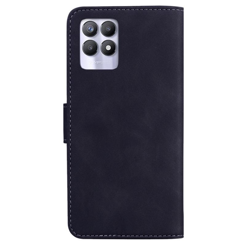 Capa Em Pele Para Realme 8i Borboleta Com Toque De Pele